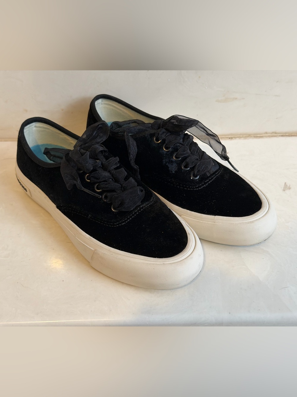 SeaVees for J Crew Black Velvet Lace-Up Women's Sneakers Size 6
